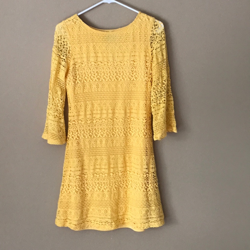 Sharagano yellow lace dress Sz 8